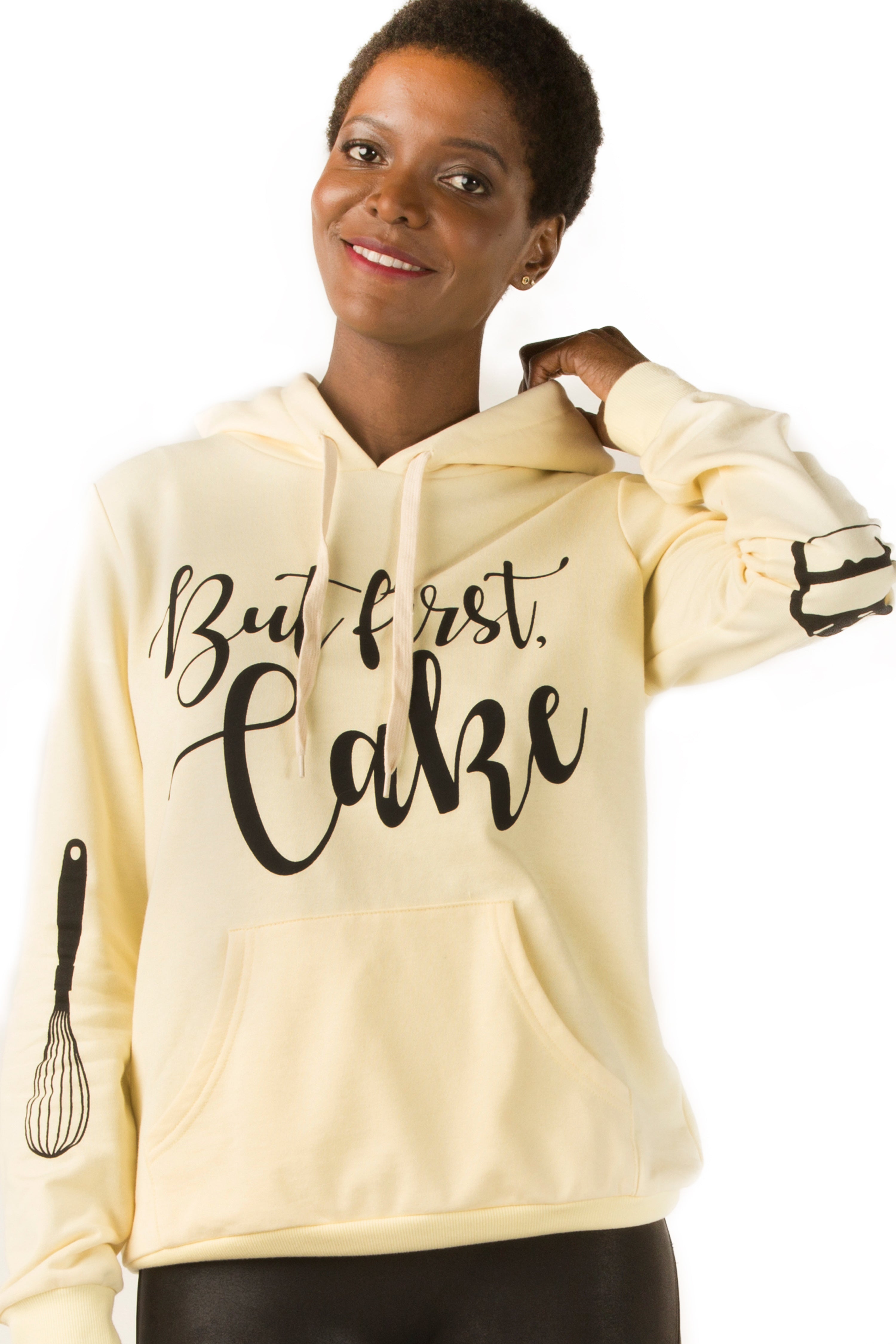 But First Cake Yellow Hoodie
