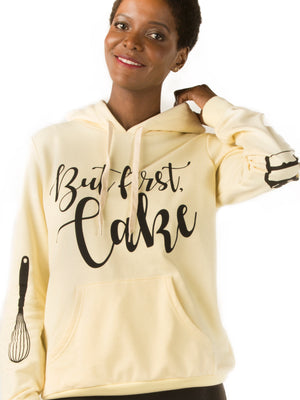 But First Cake Yellow Hoodie